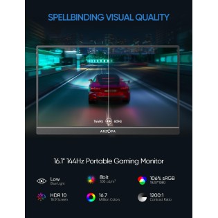 Arzopa Z1FC 16.1 FHD 144Hz Portable Monitor – Gaming & Multi-Device