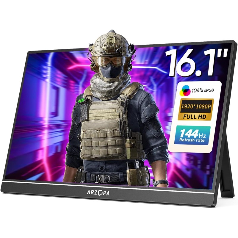 Arzopa Z1FC 16.1 FHD 144Hz Portable Monitor – Gaming & Multi-Device