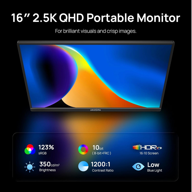 ARZOPA Z1RC 16 2.5K Portable Monitor QHD IPS